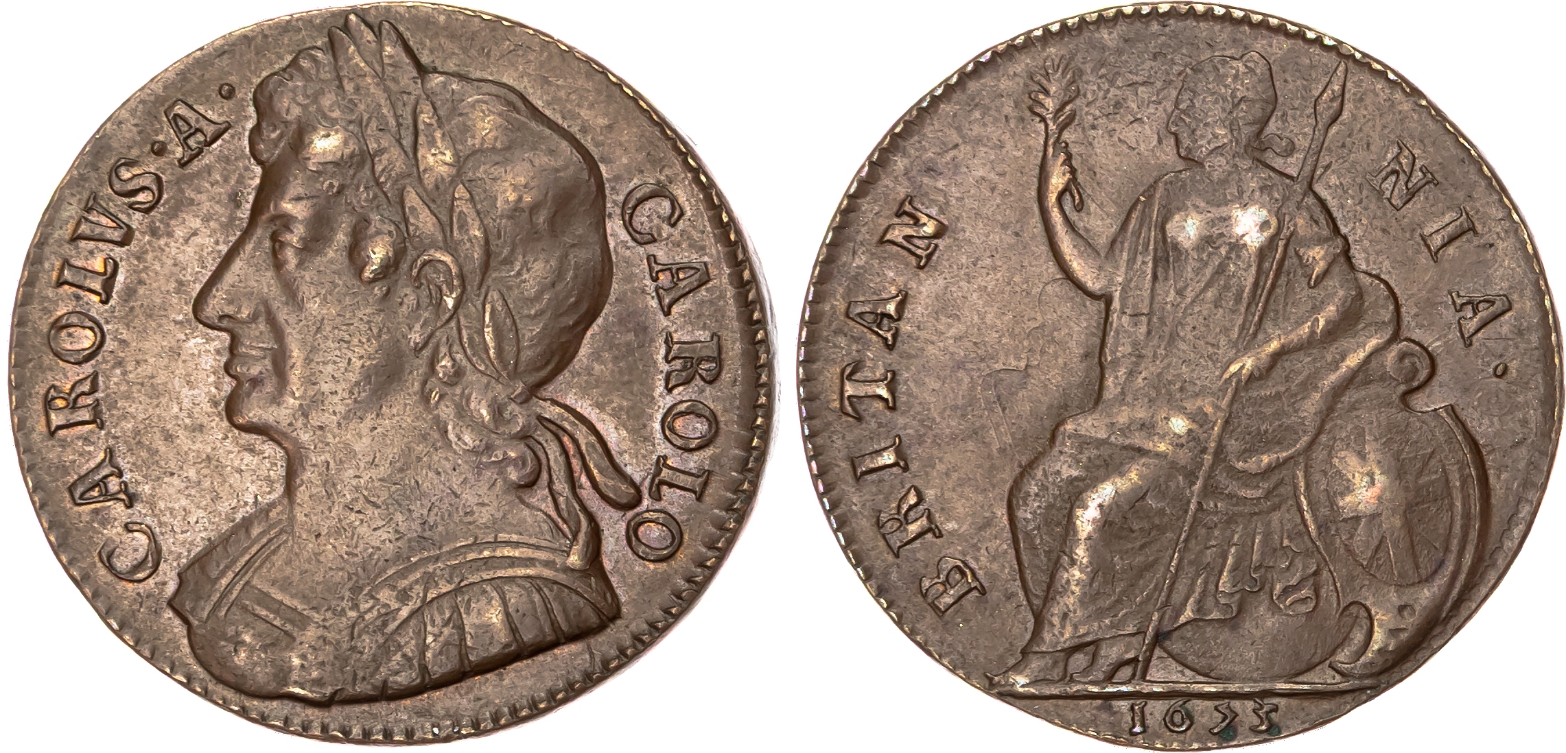 Charles II (1660‑1685), AE Halfpenny, 1673.