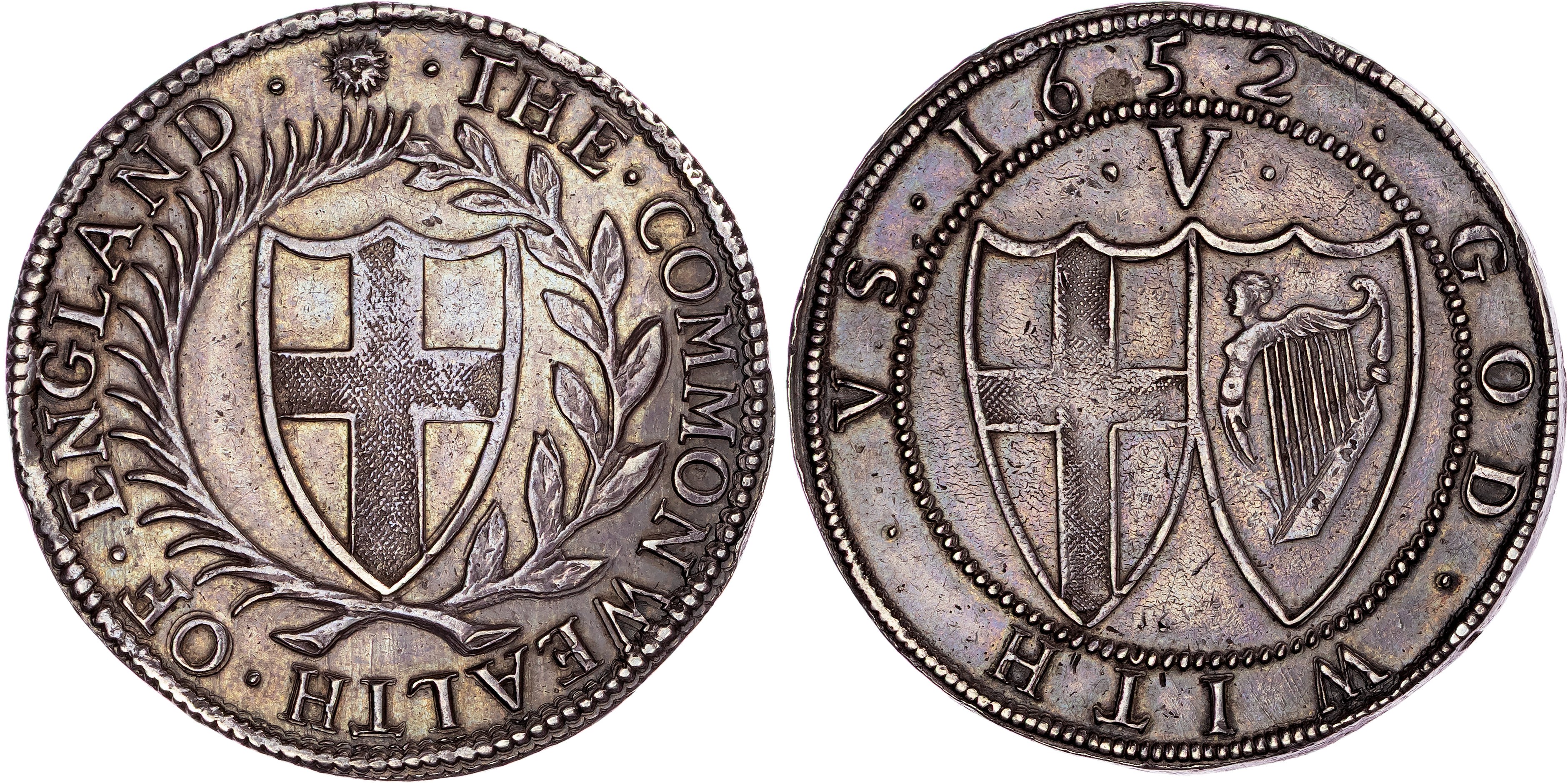 Commonwealth (1649‐1660) AR Crown, 1652, Tower (London) mint, mm. sun.