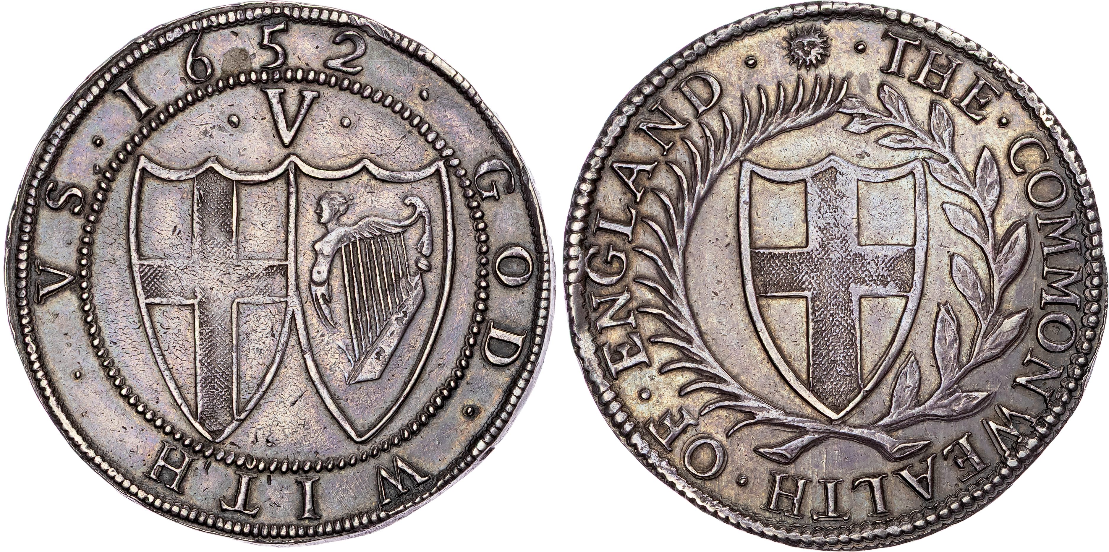 Commonwealth (1649‐1660) AR Crown, 1652, Tower (London) mint, mm. sun.