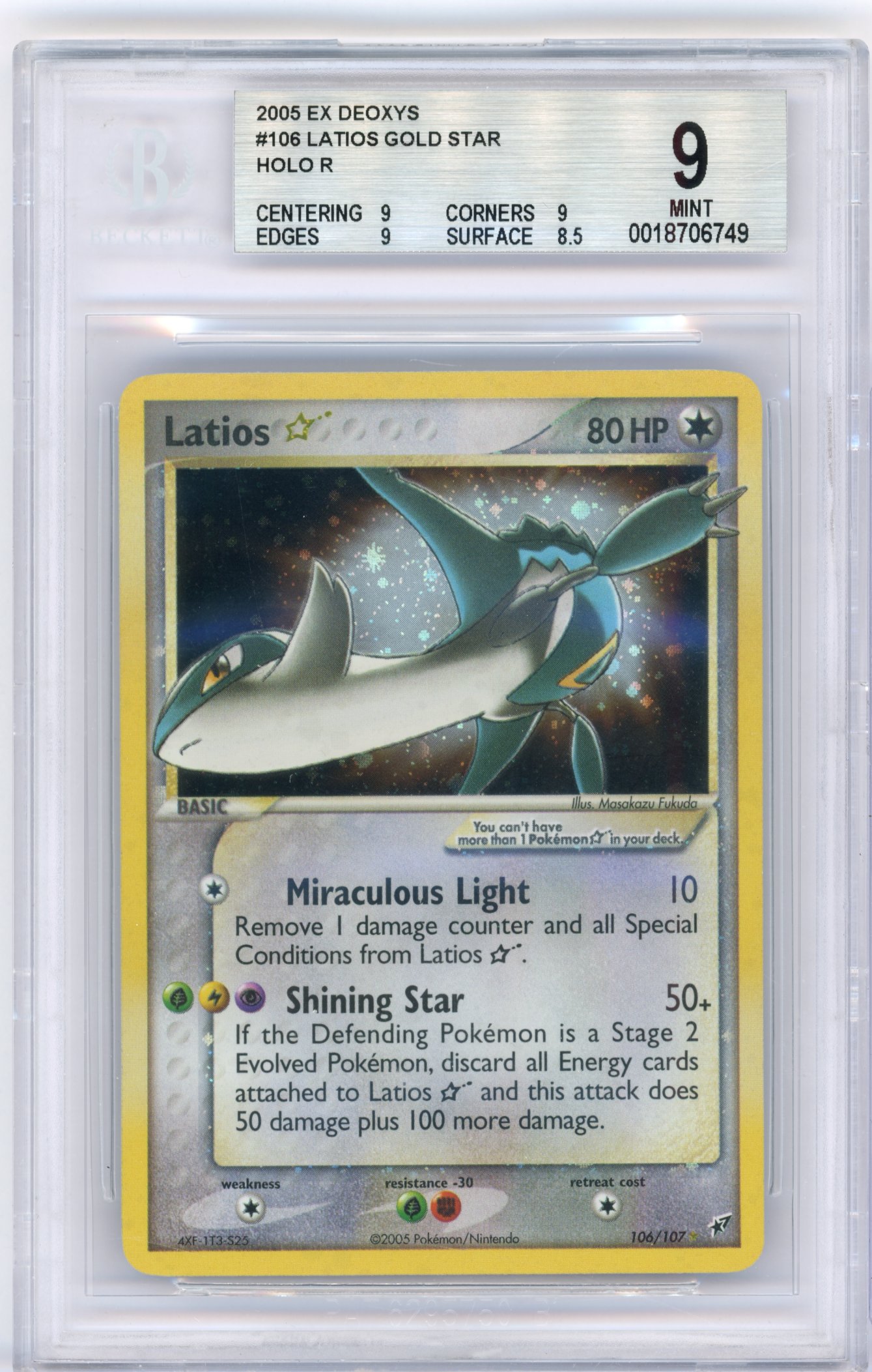BGS 9 Latios Gold Star #106 (2005) EX Deoxys