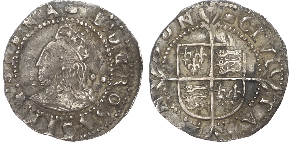 Elizabeth I (1558-1603), Halfgroat, sixth issue, mintmark tun (1592-95) both sides.