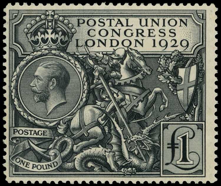 1929 PUC £1 black, fresh large part o.g.,...