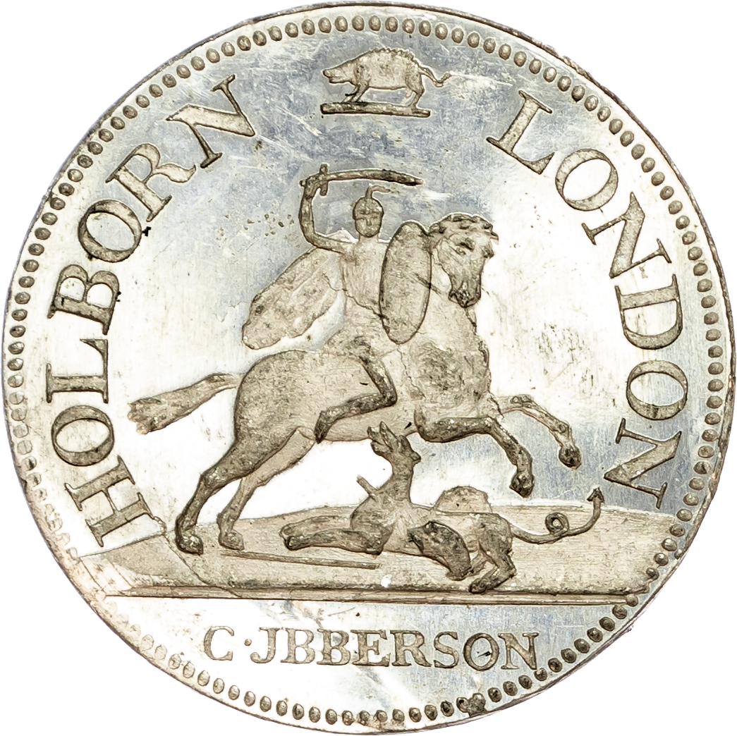 London Holborn, Christopher Ibberson, Taylor’s white-metal proof Halfpenny (early 19th. c. restrike)