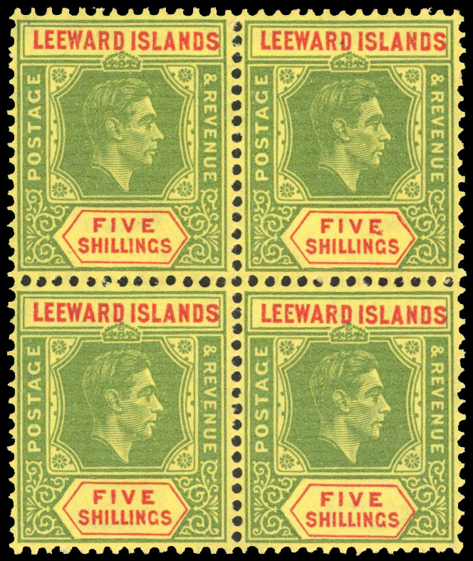Leeward Islands SG 112bb block mint
