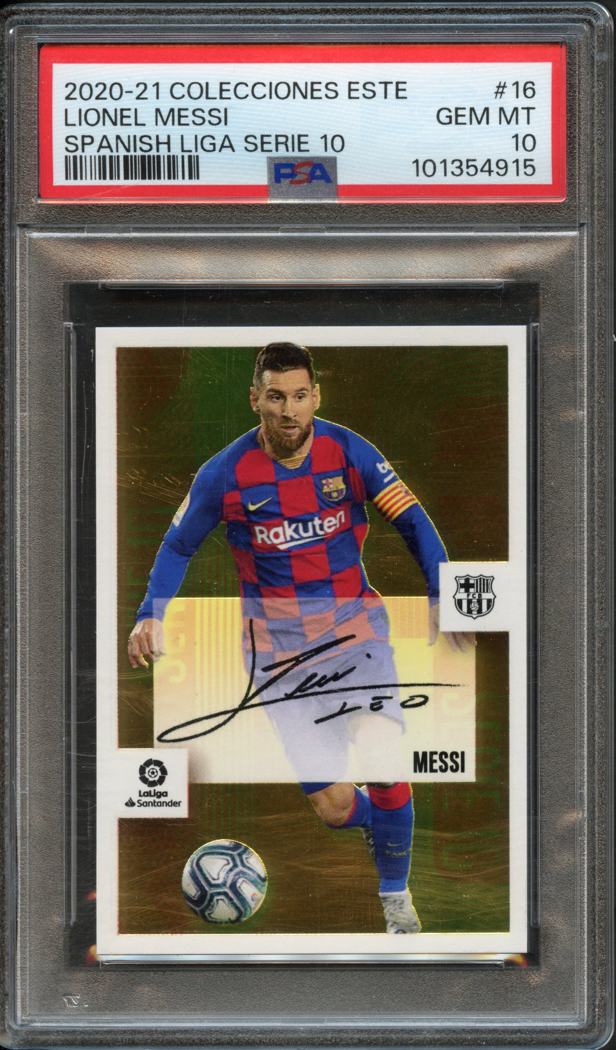 <p>PSA 10 2020-21 Panini La Liga Santander Este Sticker Series 10 Lionel Messi #16</p>