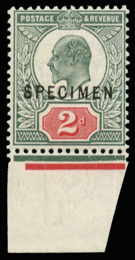 Great Britain 1911 2d Deep dull green & red. Superb unmounted o.g. bottom marginal example printed at Somerset Hou…