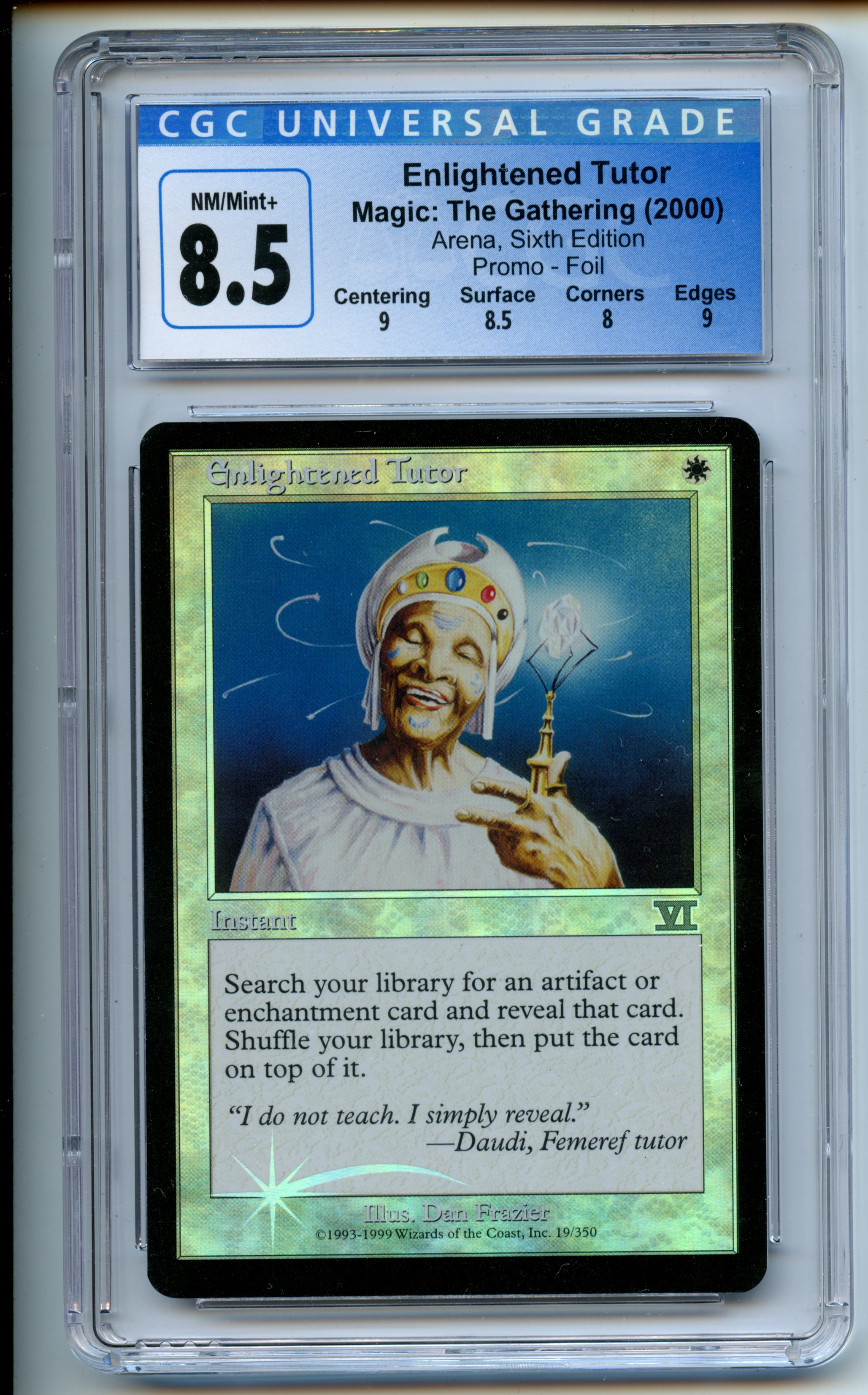 Magic The Gathering  - Enlightened Tutor  FOIL  - Arena, Sixth Edition Promo - CGC 8.5