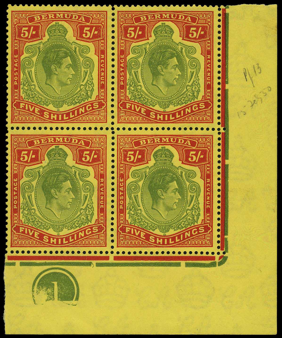 1949 (Dec.) 5/- perf 13, ordinary paper....