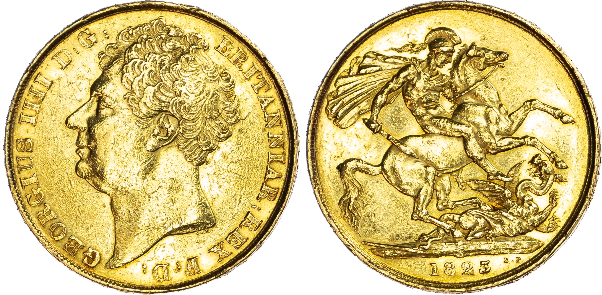 George IV (1820‑30), Two Pounds, 1823. Large bare head left
