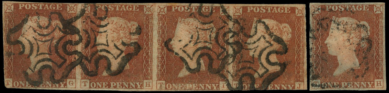 1840 1d Black Pl.2 & 1d Red-brown Pl.2. (TH, State I, II & III)