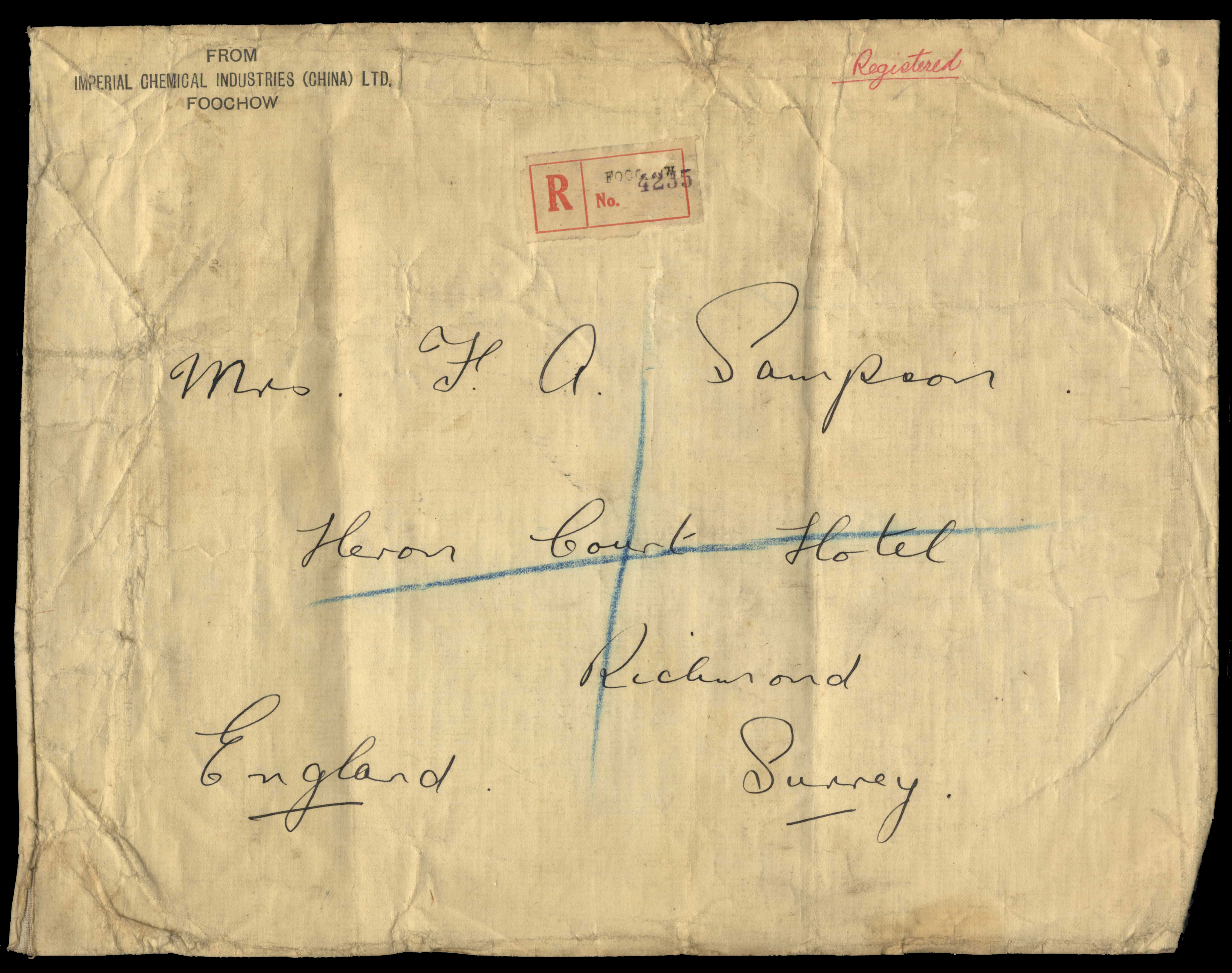 China small group of WW2 airmails from Kunming to England