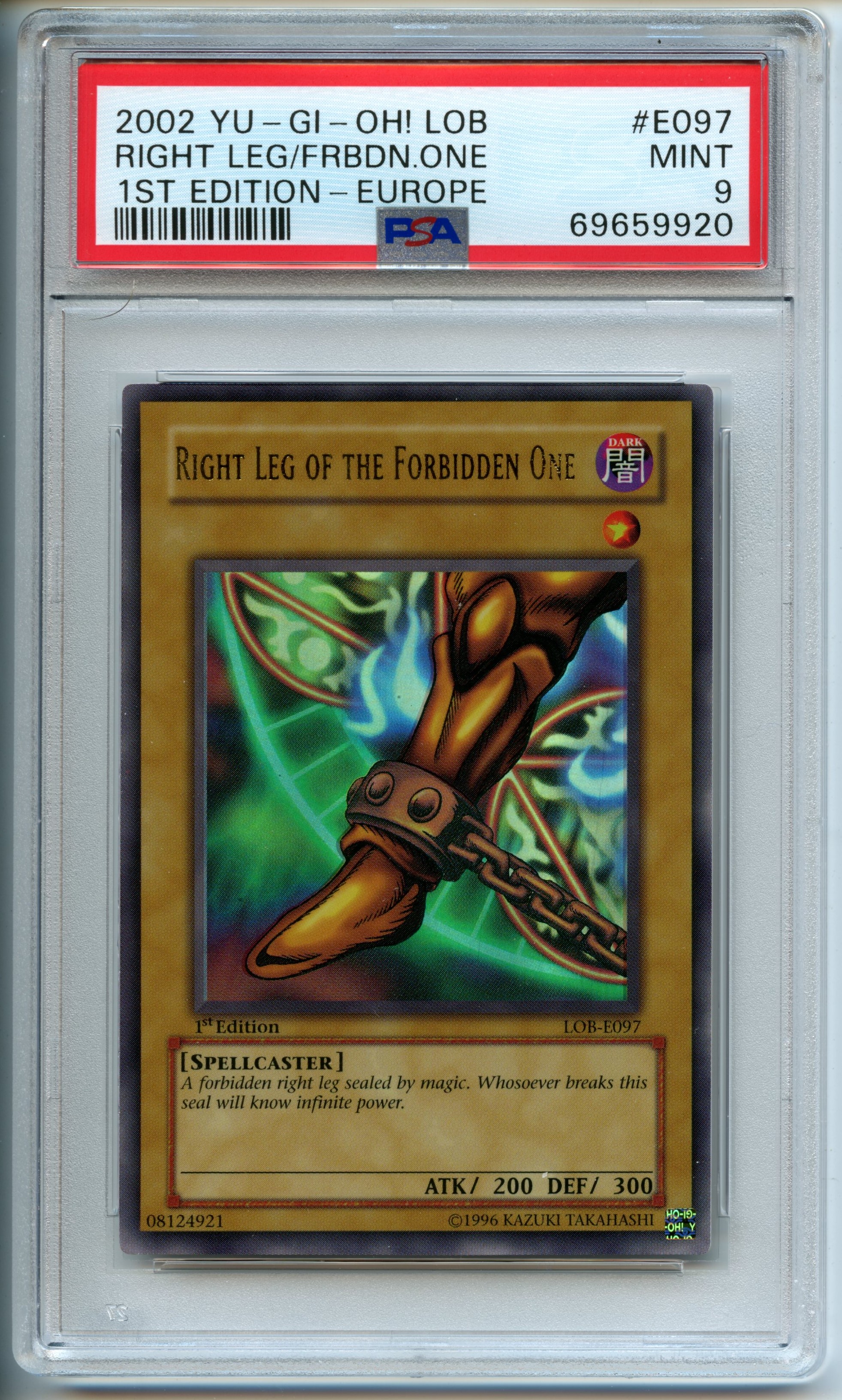 Yu-Gi-Oh! - Right Leg of the Forbidden One  1st Edition-Europe  - Legend of Blue Eyes White Dragon - PSA 9 