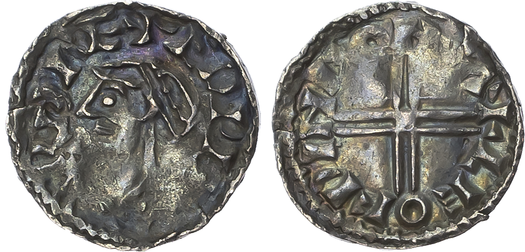 Edward the Confessor (1042-66), AR Penny, Small Flan type, Sandwich, moneyer Leofwin. Diademed bust left, rev. Voided…