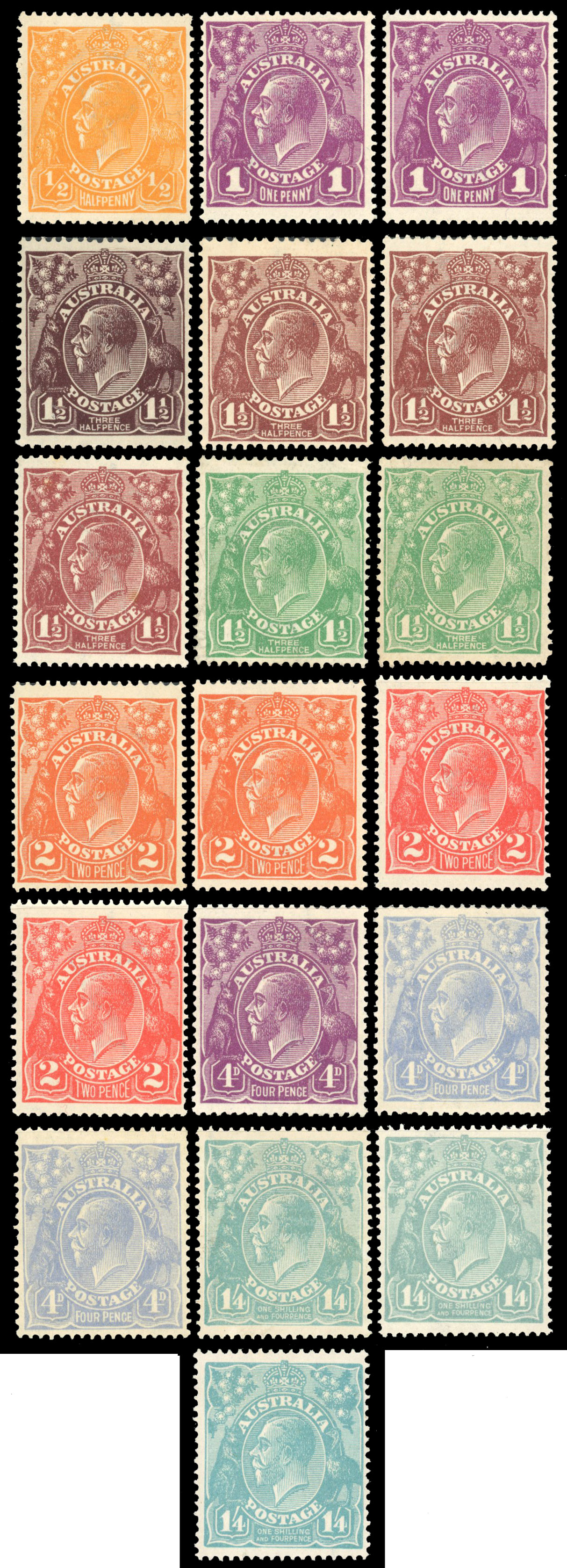 Australia 1918-23 set to 1s4d