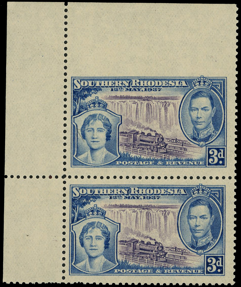 Southern Rhodesia SG 38 var pair mint