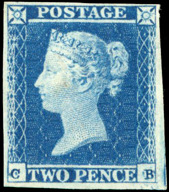 1841 2d Blue Pl.4. Unused o.g.