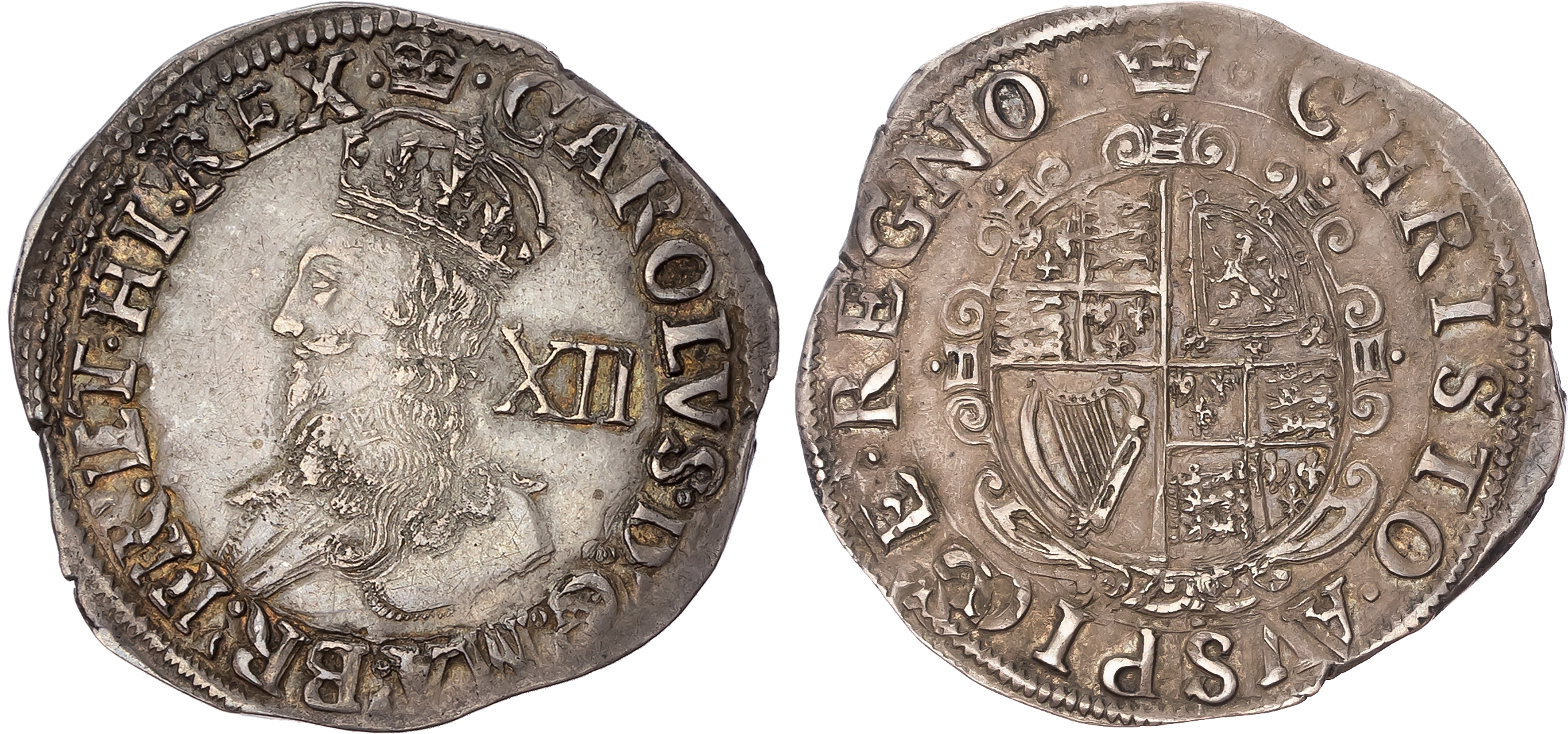 Charles I (1625-1649), AR Shilling, Tower mint, Gp E, type 3a, mm : crown - struck 1635-36. Crowned bust left, bust 2, s…