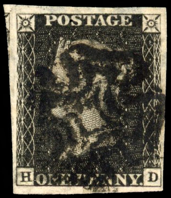 GB 1840 Plate 11, 1d black, good to large margins showing part of next stamp at top left, cancelled