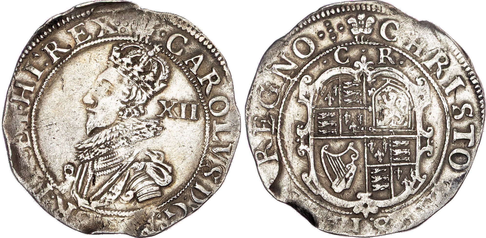 Charles I (1625-1649), AR Shilling, Tower mint under King, mm. plume -1630-1, Group C, Fourth bust, Type 2a.