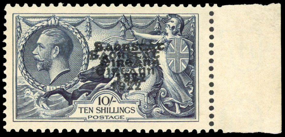 Ireland 1935 re-engraved 10s indigo overprint double