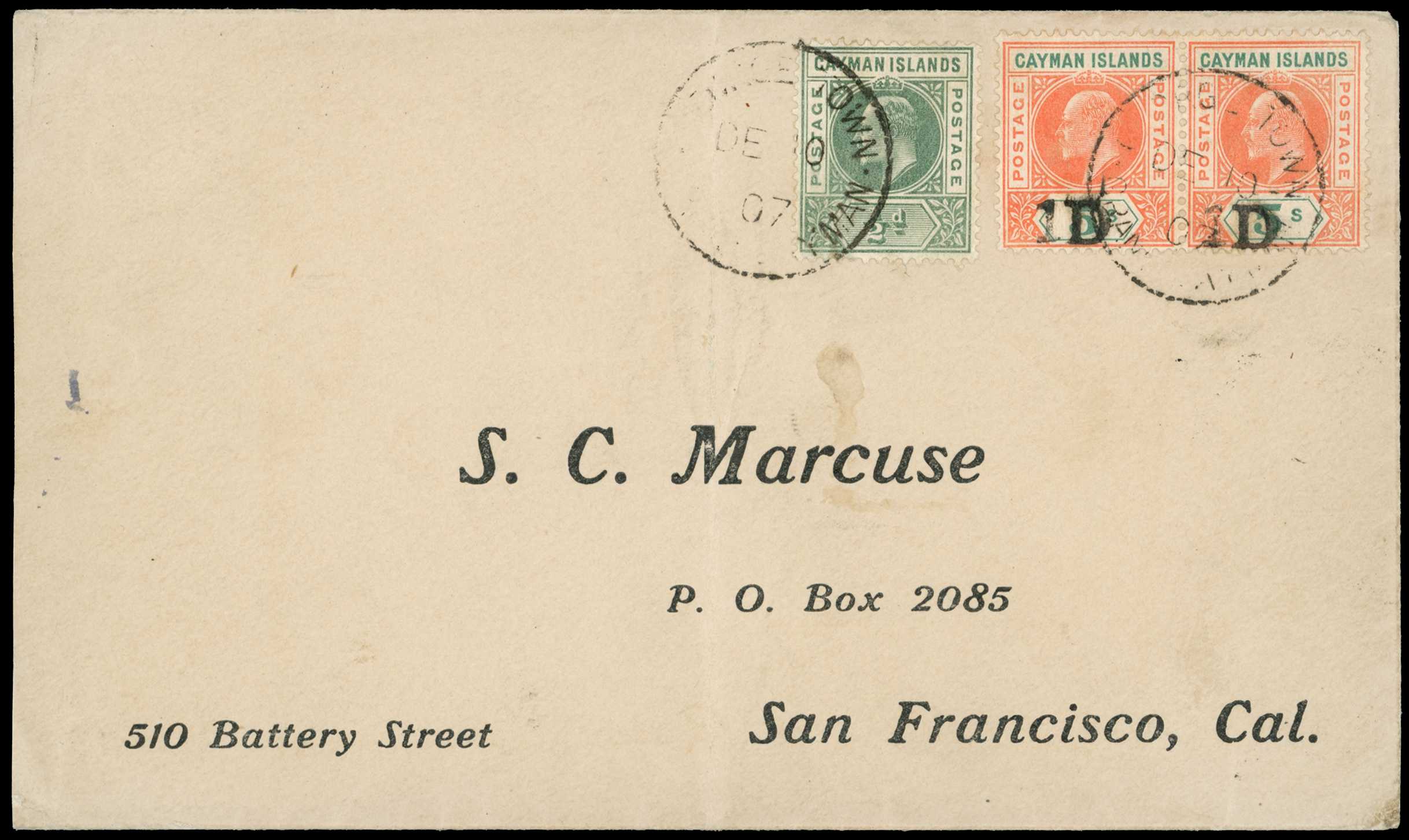 1907 pre-printed envelope with San...