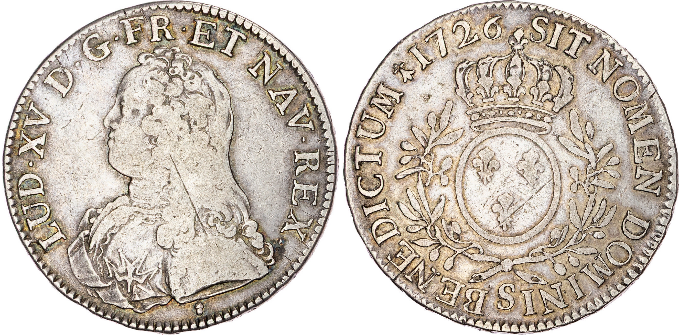France, Louis XV (1715-1774), silver Écu aux branches d'olivier, 1726