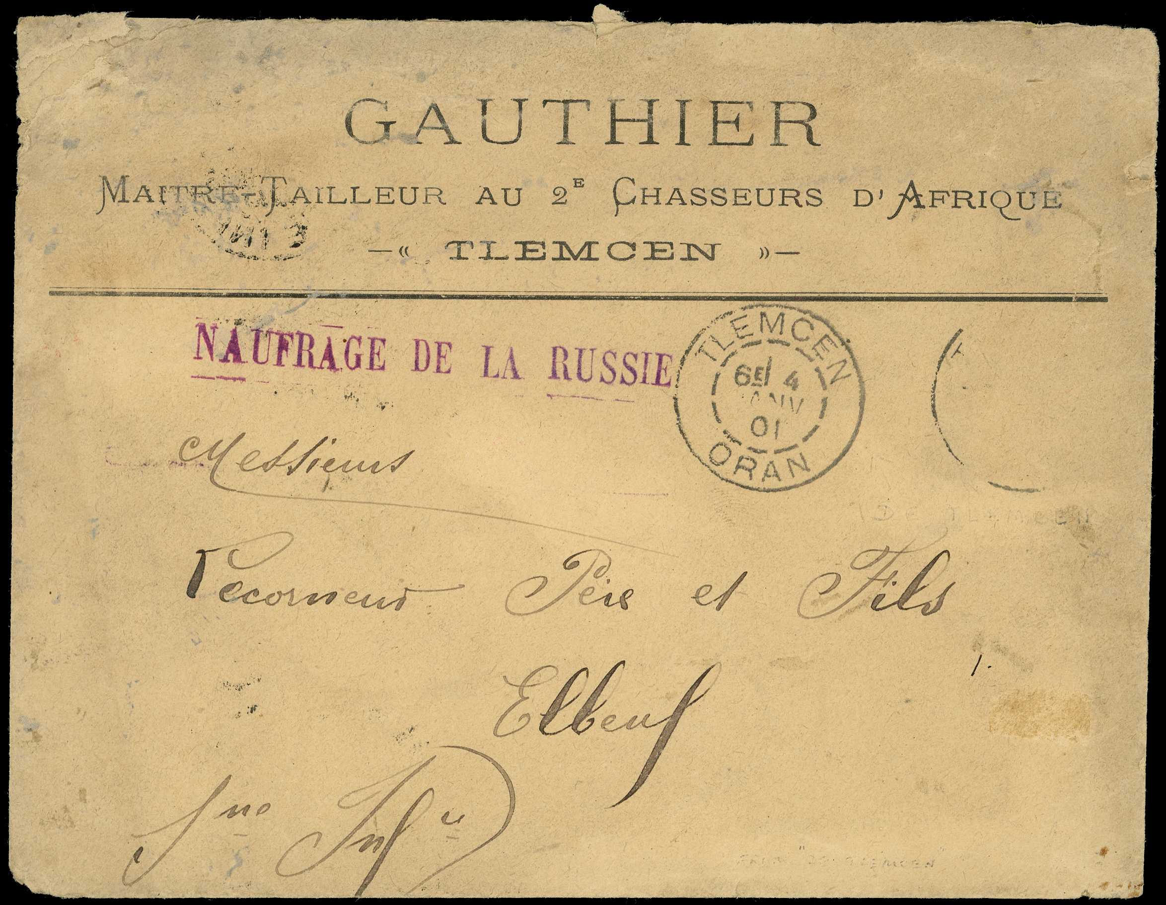 DISASTER MAIL: 1901 printed envelope from...