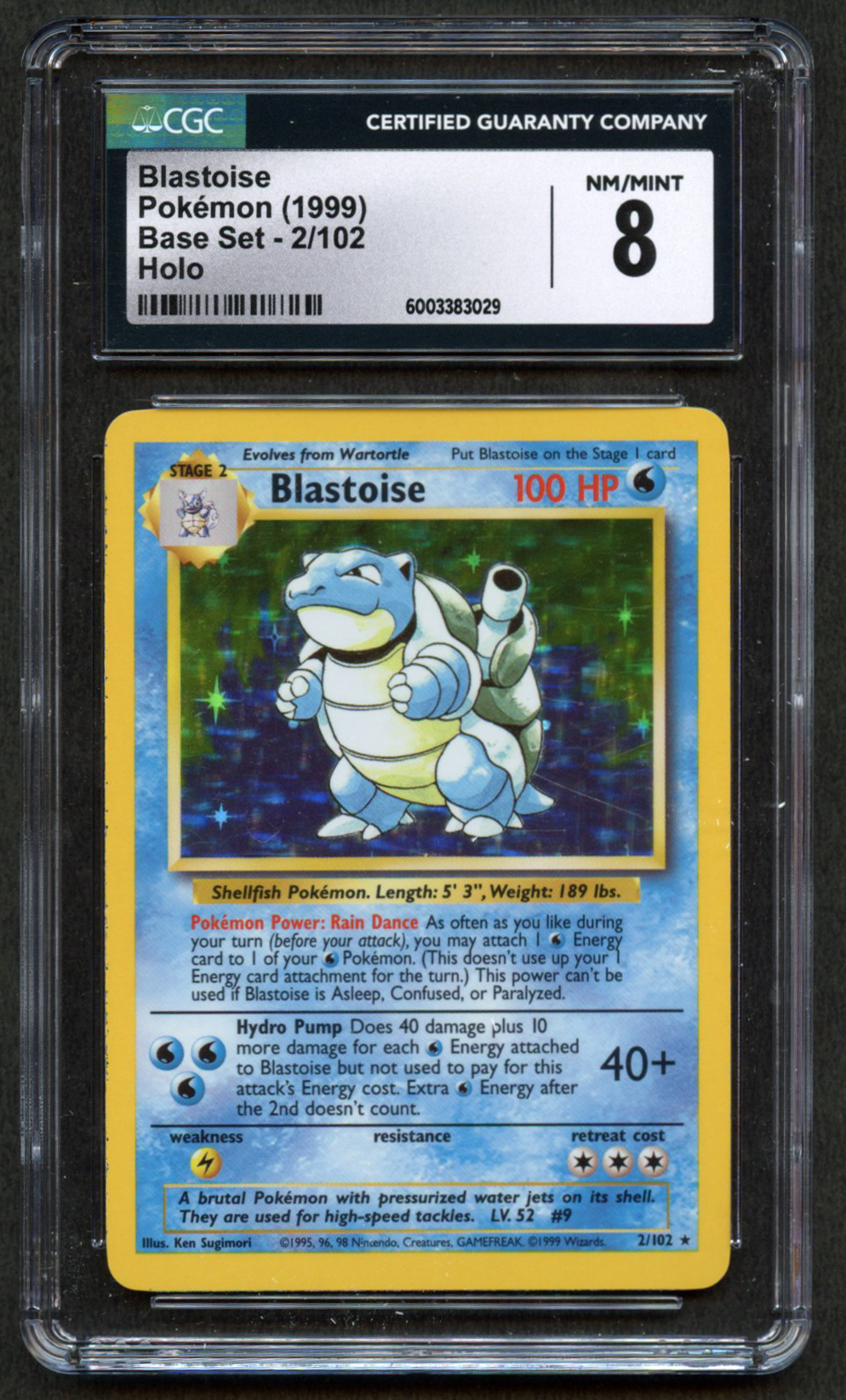 CGC 8 - Blastoise – Base Set (1999) 