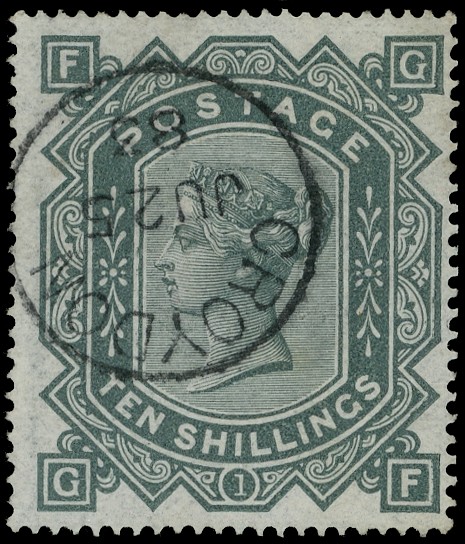 1878 10s Greenish-grey Pl.1. Used Croydon cds