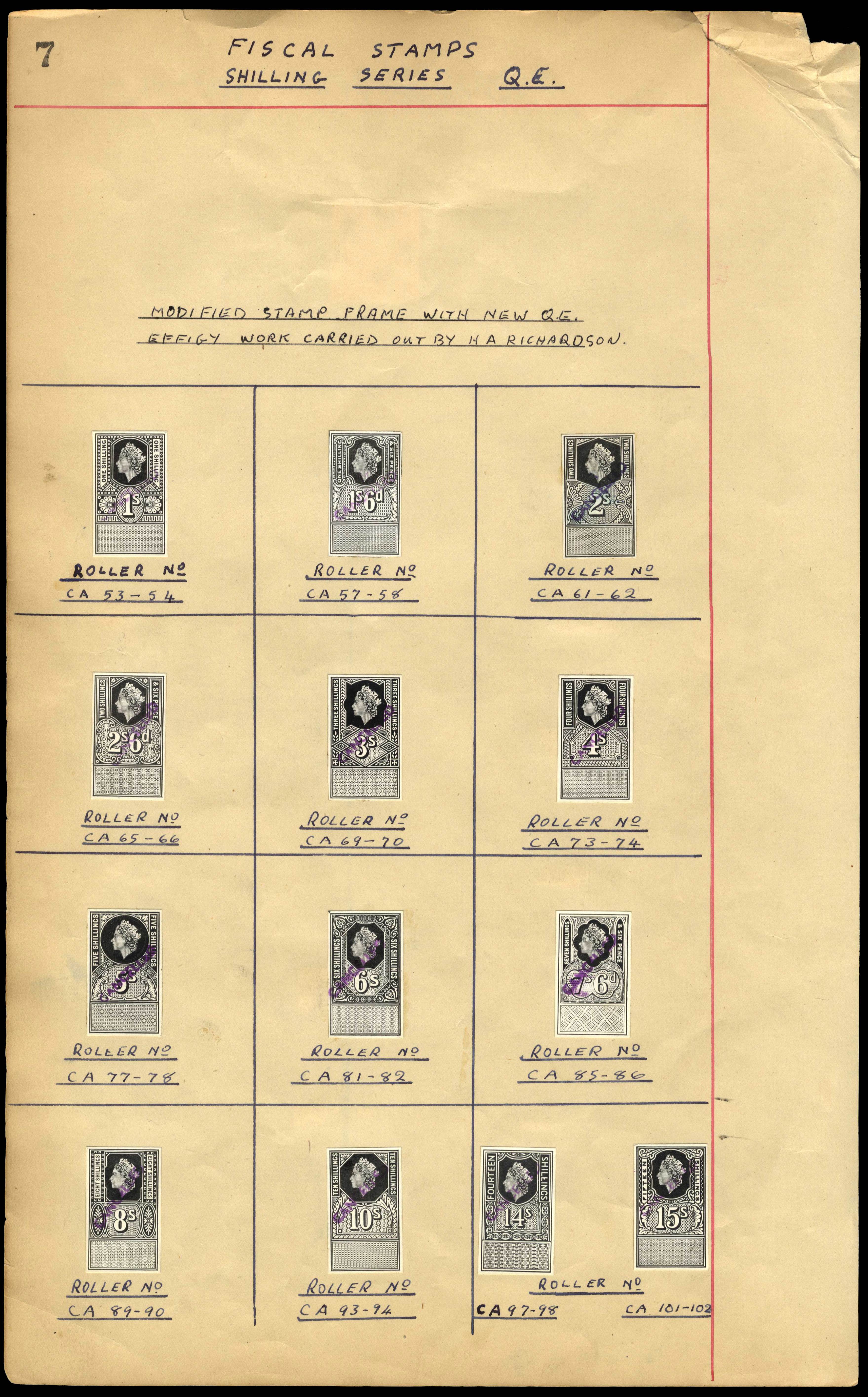 GB QEII Unappropriated Dies Revenue 27 Royal Mint die proofs.