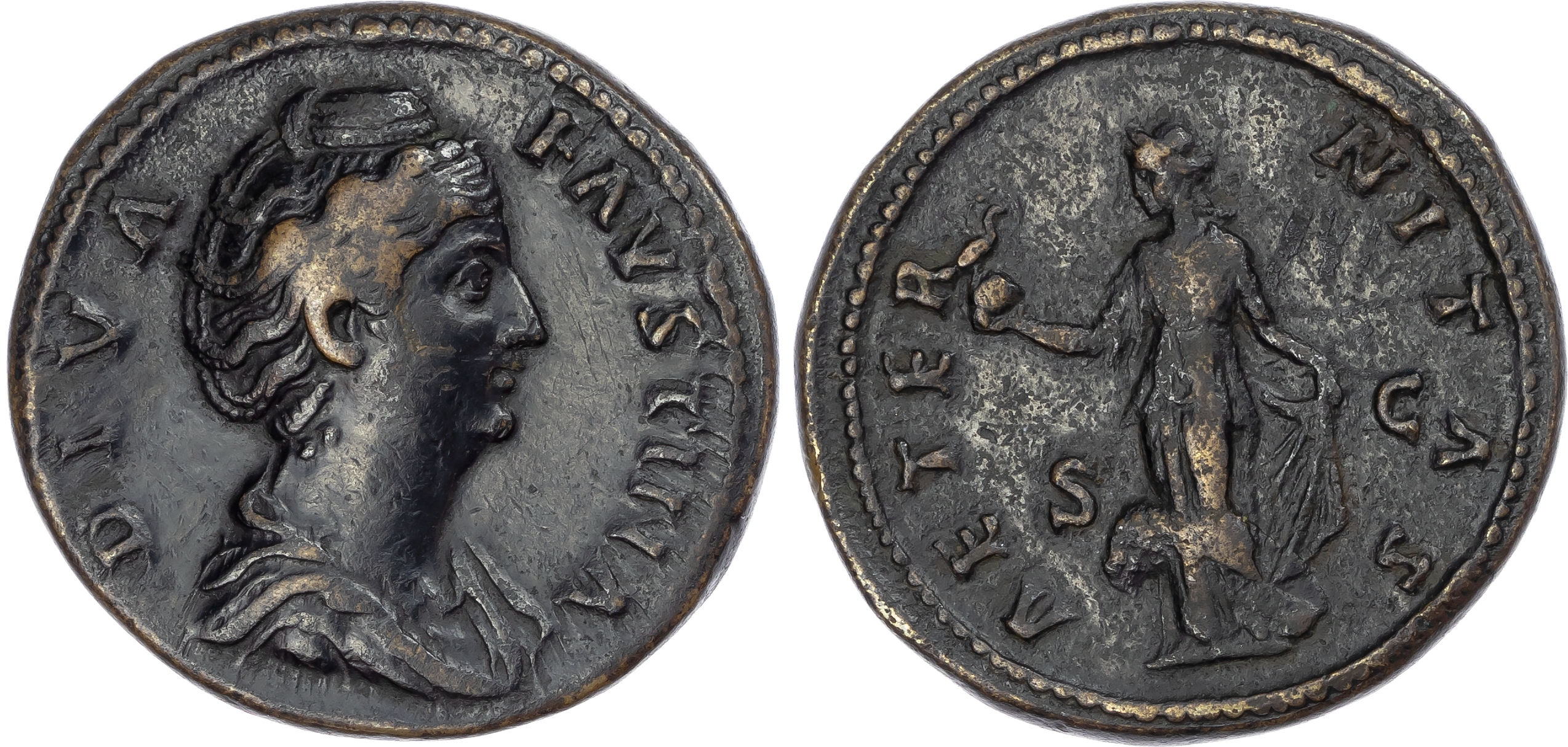 Diva Faustina Senior (d. AD 140/1) AE Sestertius, Rome, 22.16g. 