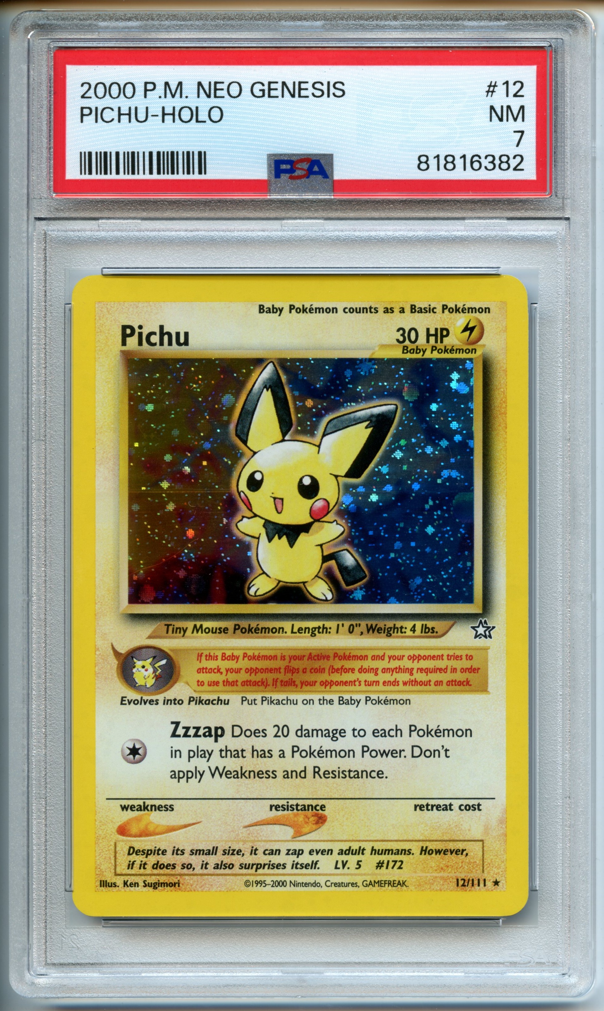 Pokemon TCG  - Pichu HOLO - Neo Genesis - PSA 7 