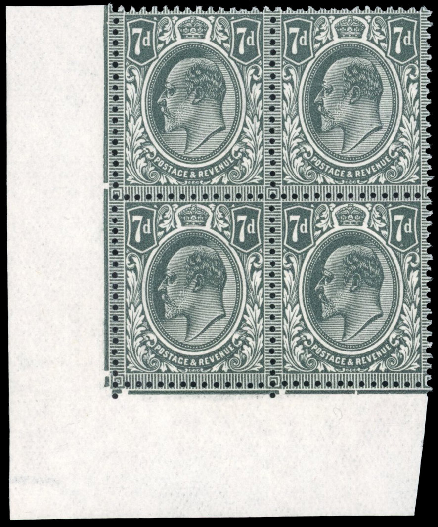 GB SG 305 1910 7d deep slate-grey block mint