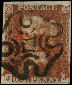 1841 1d Red-brown Pl.27. MC & “T.P. CORNHILL” handstamp