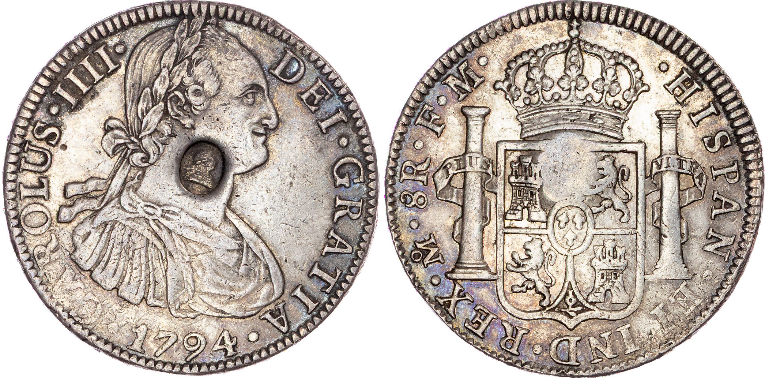George III (1760-1820), Emergency Issues, (1791-99), Countermarked AR Dollar (8 Reales) of Charles IV.