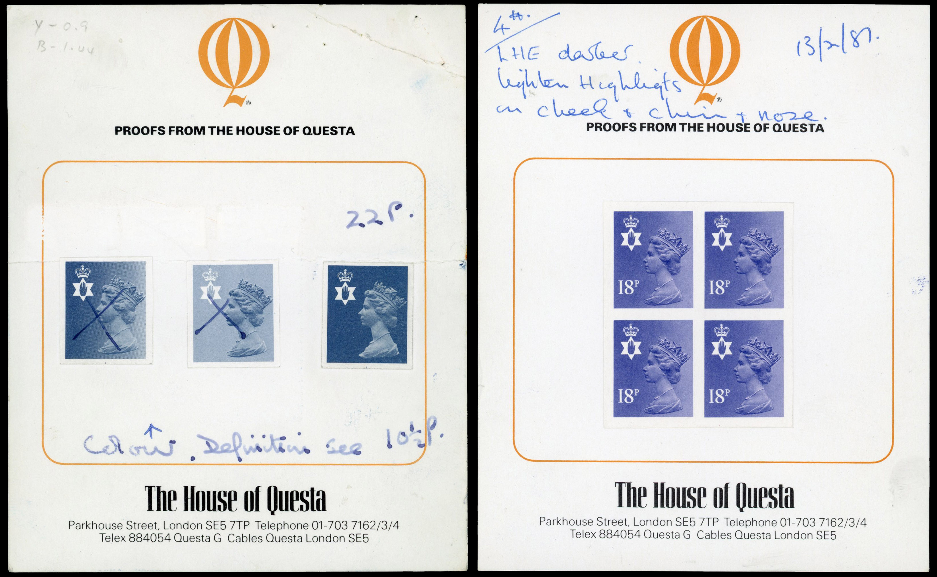 GB SG N129-145 Northern Ireland Questa colour trials