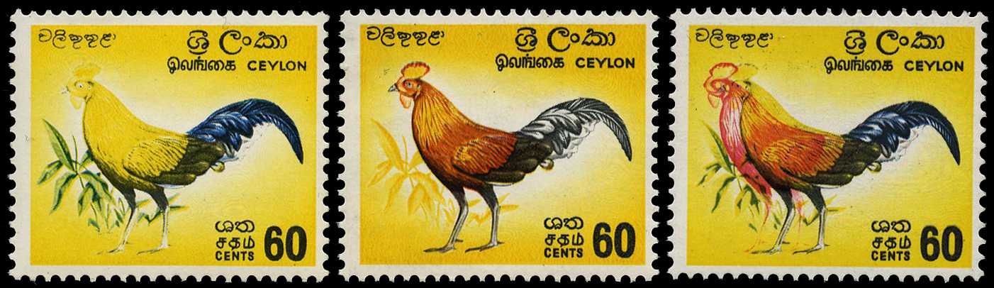 1964-72 50c Ceylon Jungle Fowl three...