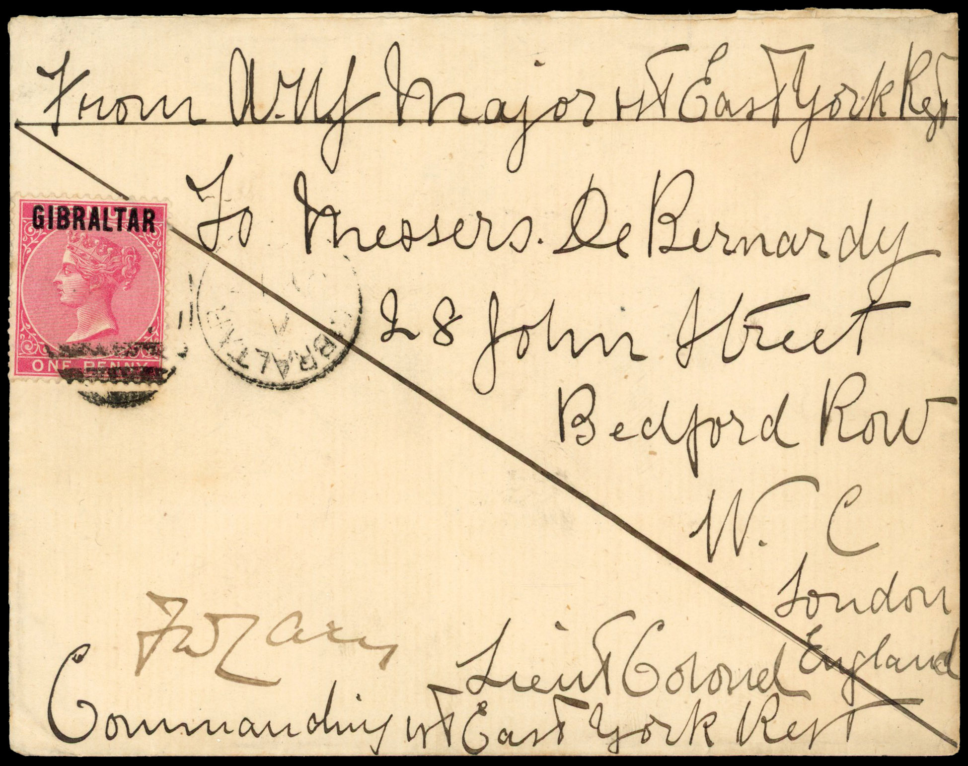 Gibraltar 1886 soldier's letter to London