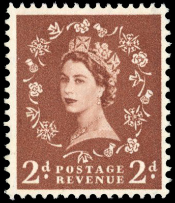 GB: 1957 Graphite-line, St Edward's Crown, 2d light red-brown, mint unmounted variety ‘LINE AT LEFT’. Fine