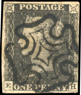Great Britain 1d black Plate 11, EH used