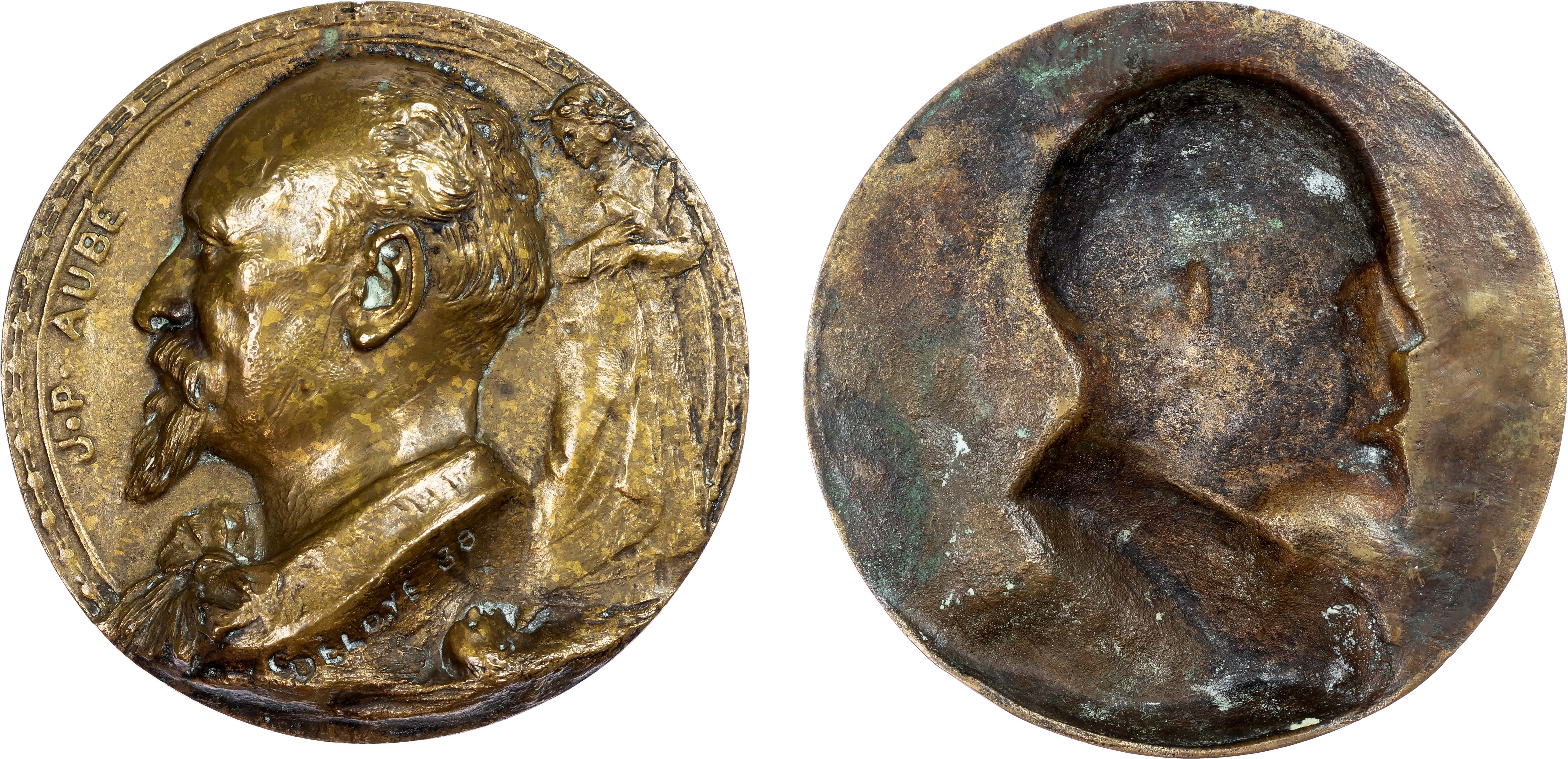 France, Jean‑Paul Aubé (Sculptor), 1888, Bronze Uniface Medallion by Jean-Baptiste Gustave Deloye