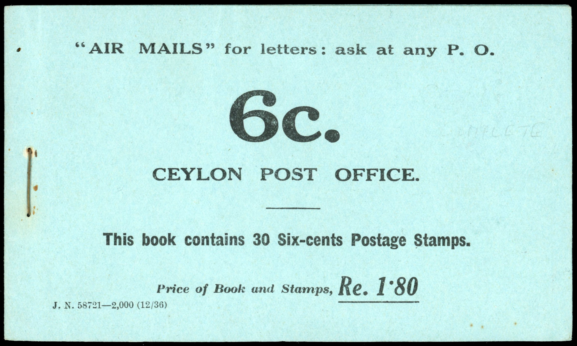 Ceylon SG SB13a booklet 
