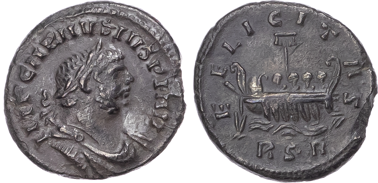 Carausius (AD 286-293) Silver Denarius, RSR, 4.00g.