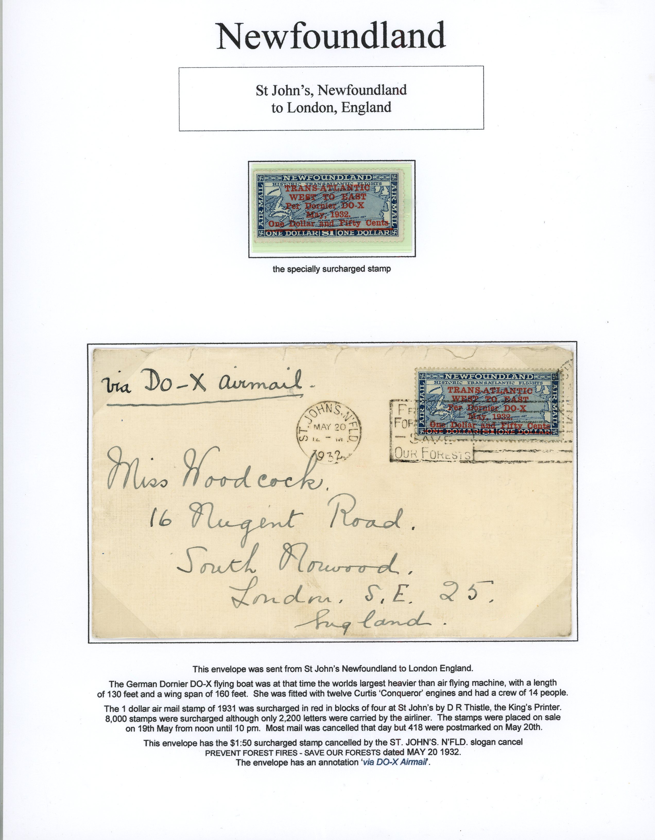 Newfoundland 1932 'Dornier DO-X' collection SG...
