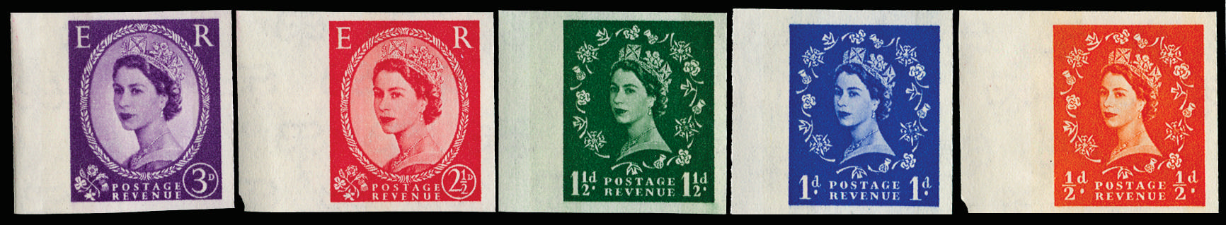 GB 1961 ½d-3d "Wildings" (Wmk. Crowns Inverted, Cream paper 2 bands reacting blue). Superb unmounted.… SG610/5wivar