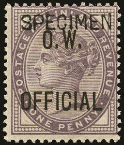 Great Britain 1896 1d Lilac (O.W. Official). Very fine unused o.g. example of this scarce departmental issue overp…