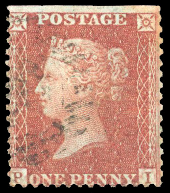 1855 1d Red-brown Pl.27 (Die II, Alphabet III, Wmk. Small Crown, Perf 14). 