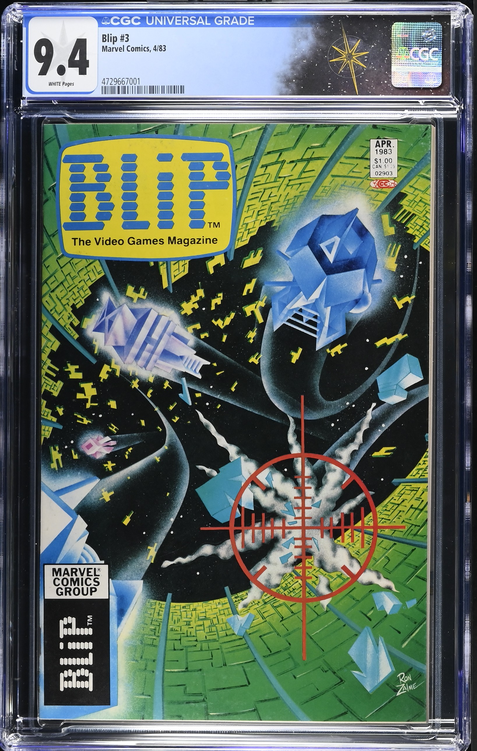 Blip #3 CGC 9.4 Cover by Ron Zalme (Marvel Comics, 1983) White Pages