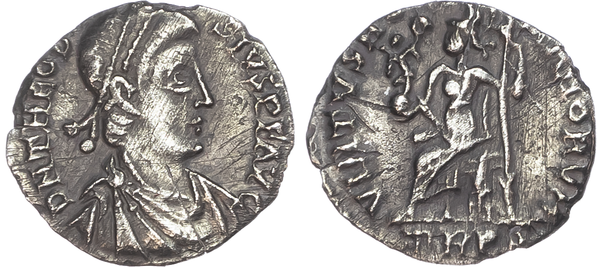 Theodosius I (AD 379-395) AR Siliqua, Trier, 1.35g.