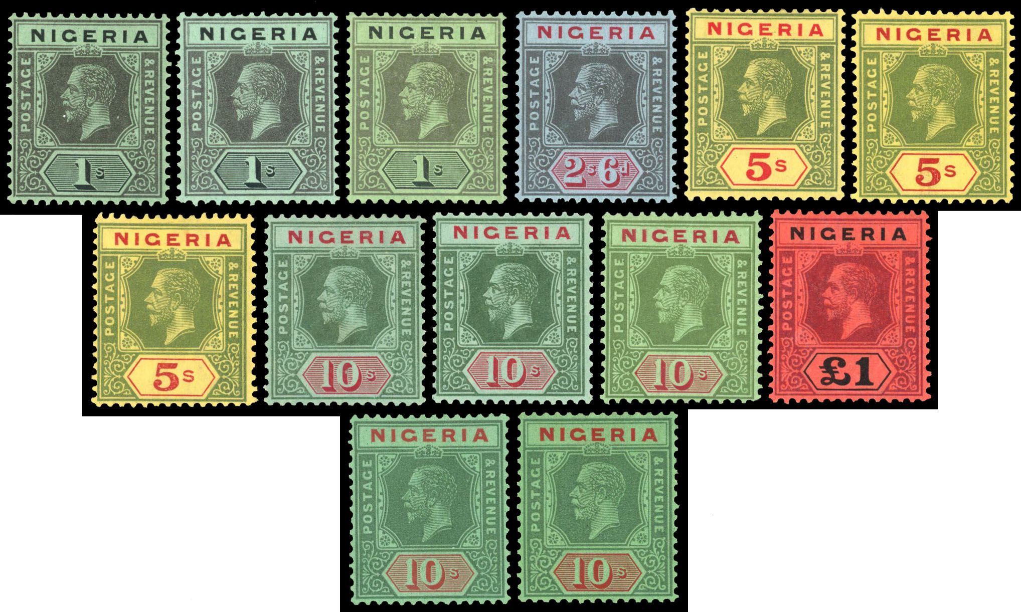 1914-29 to £1 with additional shades/printings plus 1921 10s, mainly good to fine (31) SG 1/12,29a